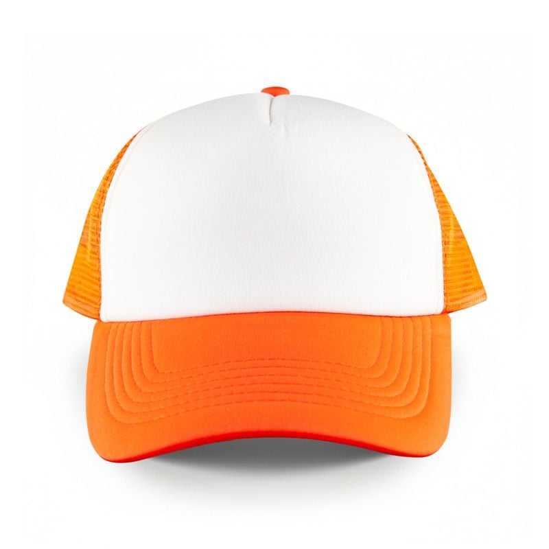 White Front 5 Panel Trucker Mesh Cap